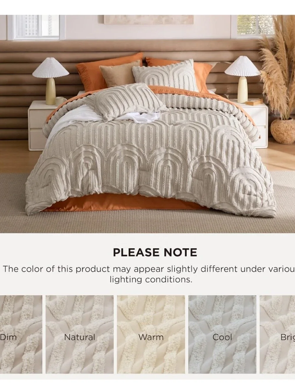 Bedsure Boho Tufted Beige Comforter Set Queen 3 Pieces Boho Farmhouse Style